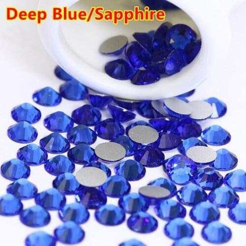 Good Quality ss3-ss34 Sapphire Flat Back Nail Art Glue On Non Hot Fix Rhinestones