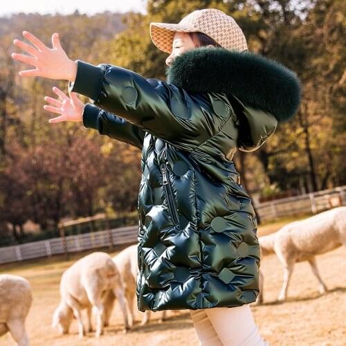 Quality Down Jackets for Girl 8 10 12 years Russian Winter Thicken Coat Big Real Fur Hoodie Brand Children Outerwear