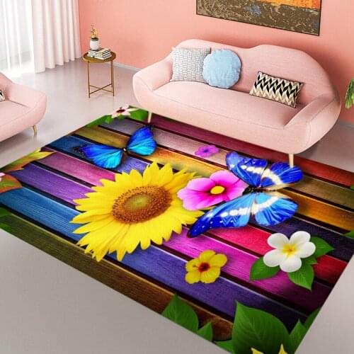 Butterfly and Flower Pattern Livingroom Carpet Bedroom Bedside Decor Children Mat Kids Room Hallway Large Rug Outdoor Rug