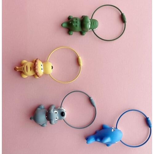 Creative cartoon 3D crocodile shark pet dog color keychain couple car keychain ladies shoulder bag hanging gift tooth ring