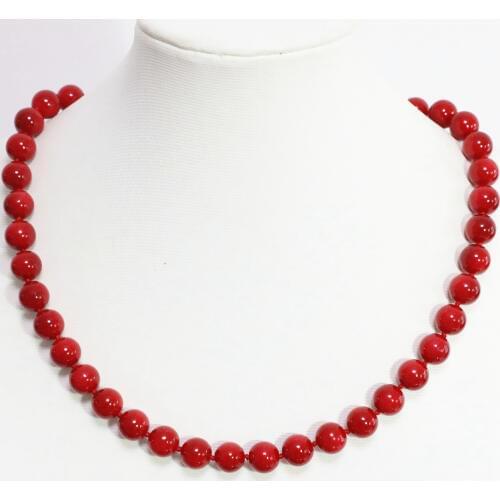 New Fashion Red Artificial Coral Necklace for Women 8,10,12,14mm Round Beads Fine Jewelry Women Elegant Gift 18inch B1467