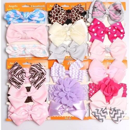 Child Cotton Bow Knotted Striped 3Pcs/Set Headbands Stretchy Kids Hair Band Handmade Soft Hair Bands Girls Hair Accessories