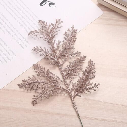 Christmas Glitter Leaves Artificial Tree Branch DIY Xmas Tree Wreath Hanging Decor Pendant Scrapbooking For Home Party