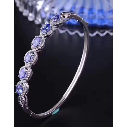 Cheapest Price 100% Real and Natural Tanzanite Bangle 925 sterling silver Fine jewelry Bangle Fashion Bangle