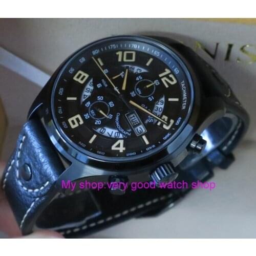 Sapphire Crystal 43mm PARNIS Japanese quartz movement mens watch Auto Date Multi-function quartz watches 10Bar