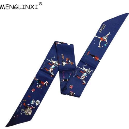 Robot Print Skinny Silk Scarf 2020 New Letter Brand Scarf For Women Fashion Head Scarf Long Bag Scarves Wraps