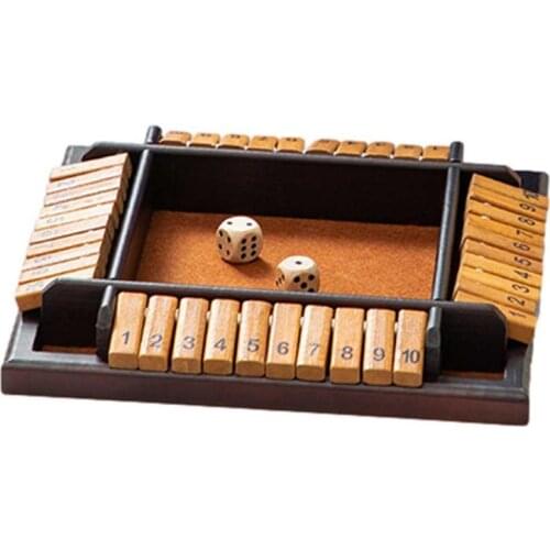 Flip-Flop Games Deluxe Four Sided 10 Numbers Shut The Box Board Game Set Dice Party Drinking Games Toys For Family And Kids