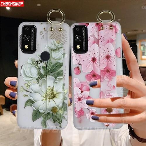 Flower Wrist Starp Siliocn Case For Huawei P40 P30 Lite Pro P Smart Z Y7P Y8P Y8S Honor 9X 9C 10i 20 Lite 30 Pro Plus Soft Cover