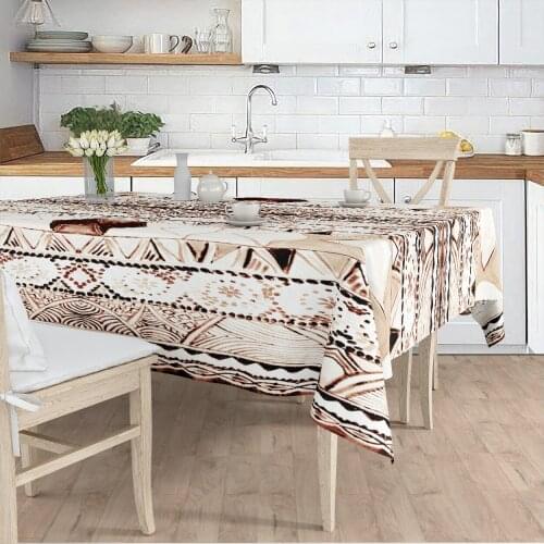 Tablecloth living room kitchen white color ethnic patterned micro fabric cover runner pattern Free Shipping