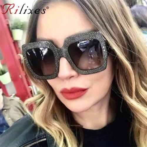 10 Color Oversize Sunglasses Women Round Vintage Luxury Rhinestone Glasses Ladies Sun Glasses Female Sunglasses Oculos De Sol