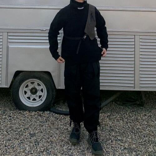 Men Sweatshirt Environe Hourglass High Collar Sweatshirt Cotton Techwear Aesthetic Streetwear