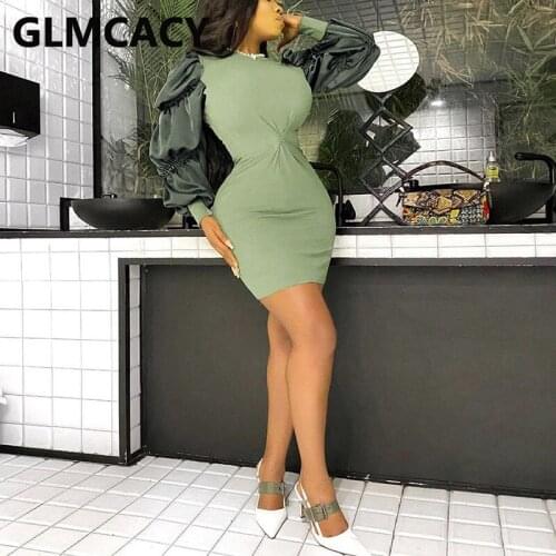 Puff Sleeve Slim Elegant Evening Party Mini Dress