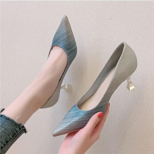 Women Pumps OL Fashion New Gradient Color High Heels Female Spring Patent Leather Wedding Party Shoes Single Shoes Woman W32-45
