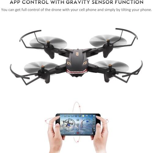 VISUO XS809S 0.3MP Camera Drone Wifi FPV Foldable Selfie RC Drone Altitude Hold G-sensor Quadcopter with Extra Battery Dron
