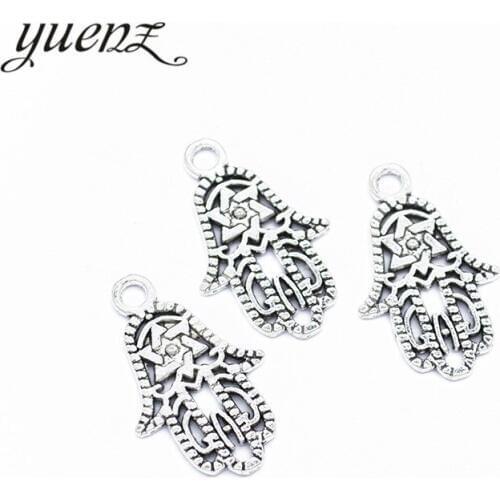 YuenZ 20pcs Antique silver color Metal Hand of Fatima Charms Retro DIY Fashion Handmade Pendant Charms for Jewerly Making I1104