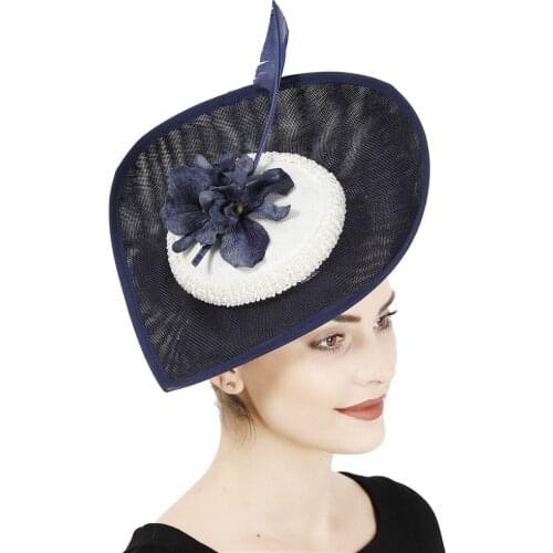 Women Big Fascinator Derby Hat Elegant Ladies Show Race Headwear With Flower Millinery Cap Headband Party Tea Hair Accessories