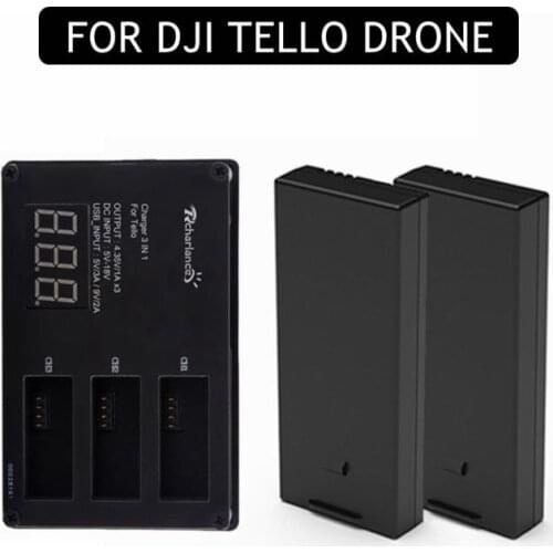 1/2 Pack Tello Rechargeable Battery Flight Battery+Charger 3 IN 1 Charging Kits For DJI Tello Drone Battery Accessories