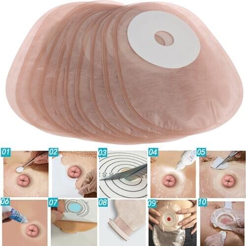 10pcs/lot Economical One Pc Closed Colostomy Bags One-piece System Portable Stoma Care Bags Without Drainage (daily Pouch)