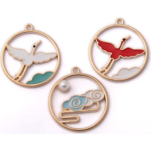 10pcs /lot Zinc Alloy Mini Enamel Charms Crane Wild Goose Charms For DIY Fashion Jewelry Earrings Making Accessories