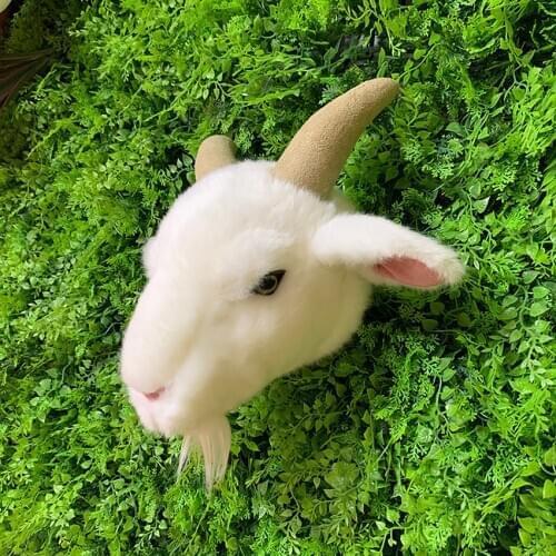 2021 Stuffed animal wall decoration animal head lifelike goat head Plush Toy for wall decoration