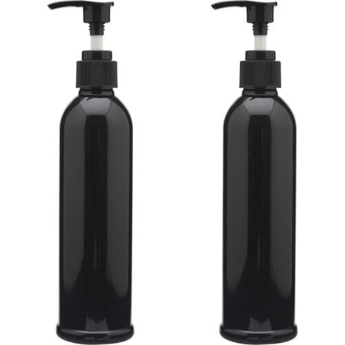 250ML X 24 Black Empty Round Shoulder Shampoo Container Lotion Cream Pump Bottle Cosmetic Packaging Containers With Lotion Pump