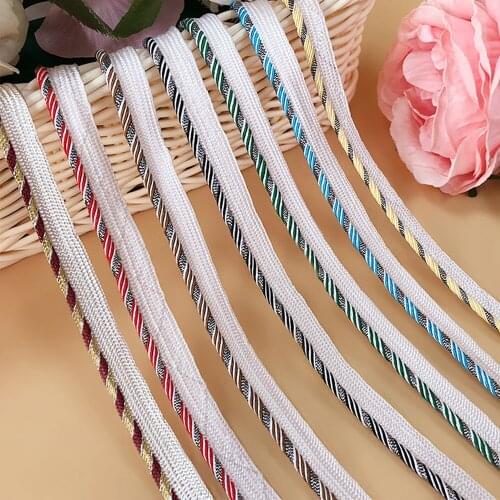 5Yards Shiny Ombre Braided Glitter Silk Piping Lip Rope Curtain Home Textile Pillow Lace Trim|Upholstery Edging Trim Sewing