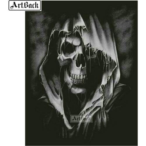 5d diamond painting skull full square & round death icon handmade mosaic canvas art resin embroidery crafts 40x50cm