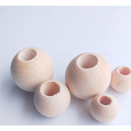 12/15/20/25/30mm large hole Natural Flat Round wooden beads Natural color Spacer beads DIY Jewelry crafts Making Accessories