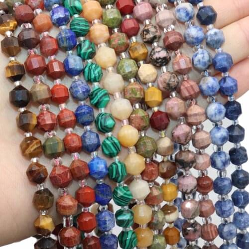 8 10mm Natural Faceted Jades Agates Amazonite Quartz Stone Loose Spacer Beads For Jewelry Making Charm DIY Bracelet Necklace