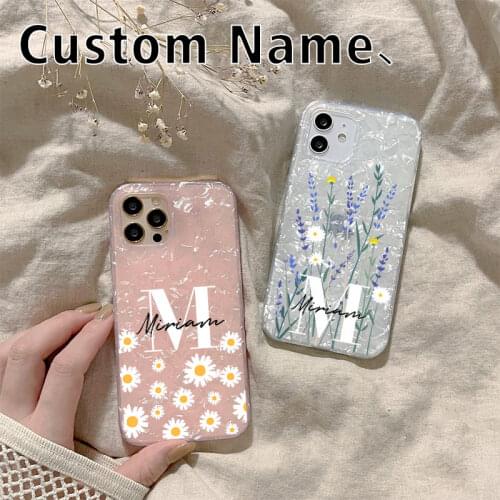 Custom Name Phone Case For iPhone 11 Pro Max 12 Pro Max X XR XS Max 7 8 Plus 12 MiNi White Pink Marble Texture Matte Soft Cover