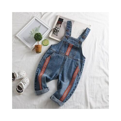 Korean New Childrens Overalls Baby Boys and Girls Denim Overalls 2020 Autumn Kids Casual Strap Jeans Jumpsuits Trousers 1-4Y