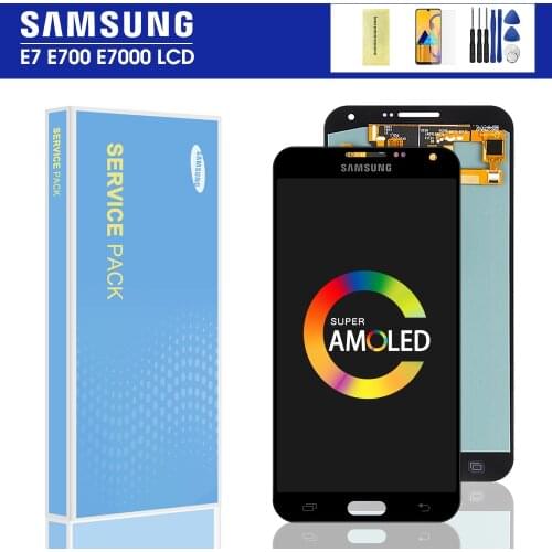 100% Super AMOLED LCDs For Samsung Galaxy E7 E700 E700F E7000 E7009 Display With Touch Screen Assembly Replacement Part