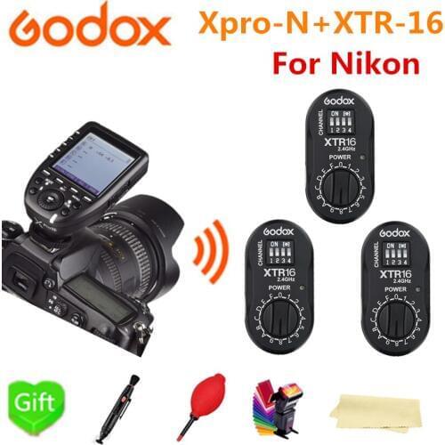 Godox Xpro-N Transmitter Trigger +3* XTR-16 Receiver Strobe Head Flash Monolight for Nikon AD180 AD360 DE300 SK400II AD600Pro