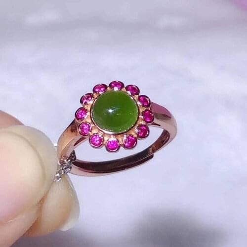 Natural And Real Jade Ring Stone Rings Solid 925 Silver Gemstone Ring