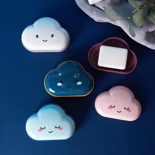 Bathroom Soap Dish Box Cute Cartoon Clouds Soap Holder Home Shower Travel Container Soap Tray Drainer Box Bathroom Accessories