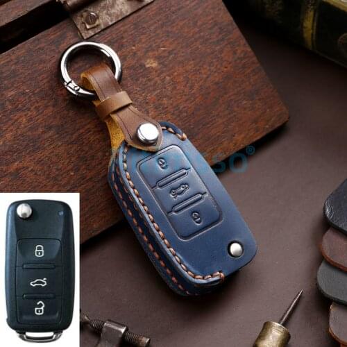Leather Car Key Case Cover for VW Volkswagen Polo Tiguan Passat B5 B6 B7 Golf 4 5 6 MK6 Jetta Lavida for Skoda Octavia