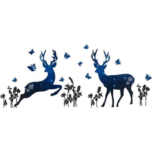 Creative Blue star deer Wall Sticker Butterfly Home Decor living room background decorations Mural art Decals bedroom stickers