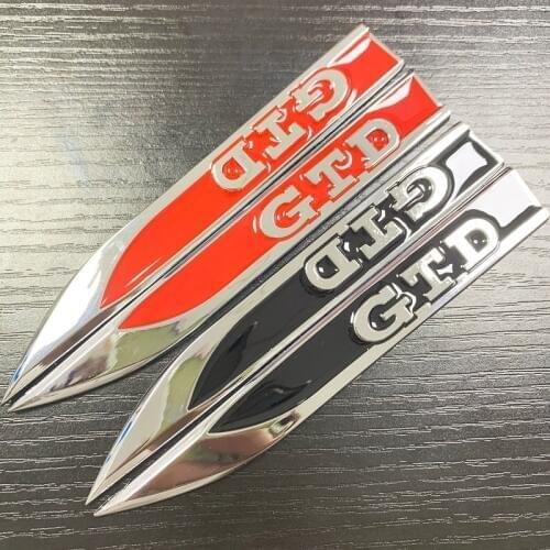 1Pair 3D Metal GTD Car Wing Right & Left Side Badge Fender Emblem Car Sticker for GOLF MK7 MK4 MK5 MK6 Label Car styling