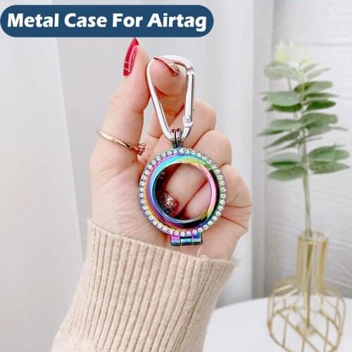 For Apple Airtags Metal Diamonds Protective Sleeve For Apple Locator Tracker Anti-lost Device Keychain Protective Sleeve Hot