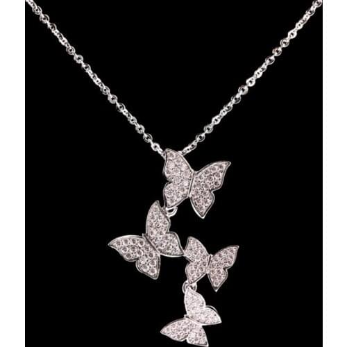 Cute Butterfly Pendant Chain Silver Gold AAAA Zircon Necklace Necklace Fashion Korean Jewelry Necklace Female 952 Silver Jewelry