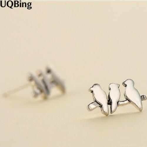Cute Three Bird Stud Earrings Fashion 925 Silver Stud Earrings Jewelry Pendientes Brincos Fashion Jewelry Drop Shipping
