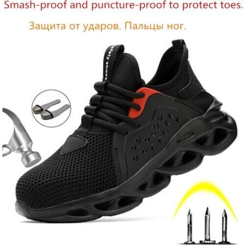 New 2020 Work Safety Shoes for Men Summer Breathable Boots Working Steel Toe Anti-Smashing Construction Men Safety Work Sneakers