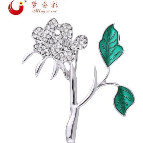 MZC 2019 New Enamel Crystal Flowers Brooches broches mujer Broaches Pearl Lapel Pin For Women Bag Broche Jewelry Accessories