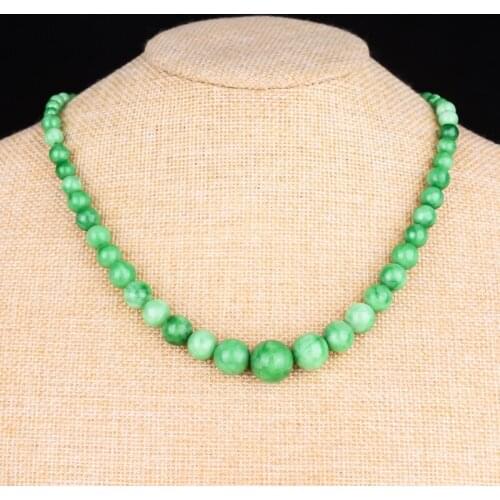 Natural 6-14mm Green Jade Stone Beads tower chain Chains Necklace Jewellery Fashion Accessories Handmade Man Lucky Amulet Gifts