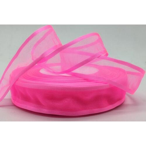 Wholesale 5Yards 1"(25mm) Hot pink Broadside Organza Ribbon Bow Wedding Christmas Party Wrapping Decoration Lace Crafts