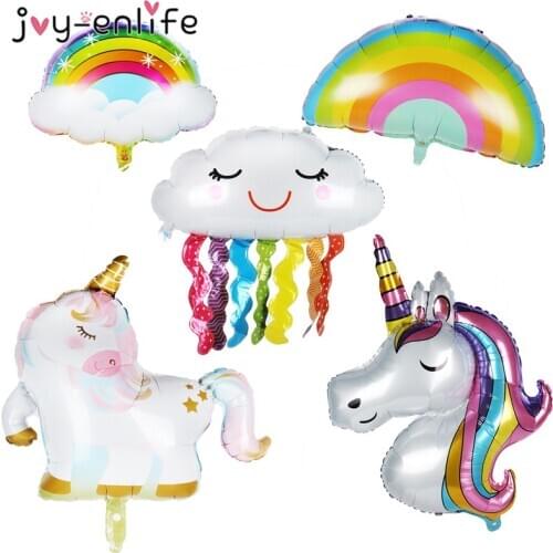 Rainbow Unicorn Happy Birthday Balloons 32inch Gradient Foil Number balloon Birthday Party Decorations Kids Unicorn Party Ballon