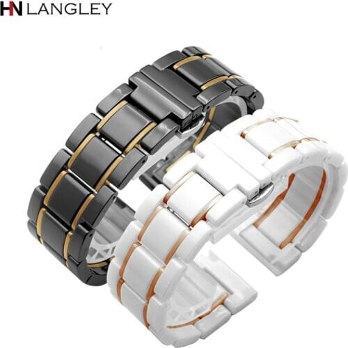Ceramic Watch Band for Samsung Gear S3 46mm Watch Strap for Huawei GT 22mm Stainless Steel Wristband for 20mm Galaxy Active
