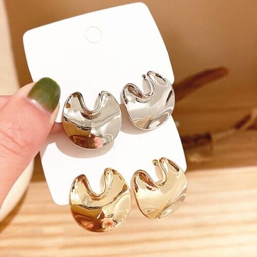 Ear Pierced Earings Irregular Design Stud Earrings For Women 2020 Trend Hyperbole Gold Silver Color Metal Piercing Ear Studs