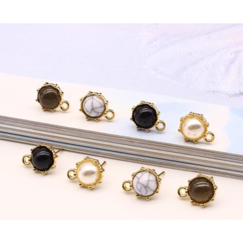 10pcs Korean Stud Earring Charms Findings For Jewelry Making Diy Imitation Stone Small Dangle Drop Earring Base Accessories C246