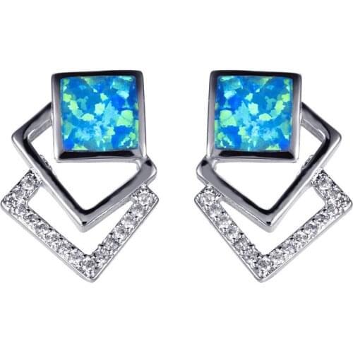 UFOORO earrings White Blue Fire Opal Earrings for Women Jewelry Cute Earrings Christmas Gift girlfriend 2019